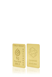 Lingotto Oro 24Kt da 5 gr. segno zodiacale Pesci  - Idea Regalo Segni Zodiacali - IGE Gold